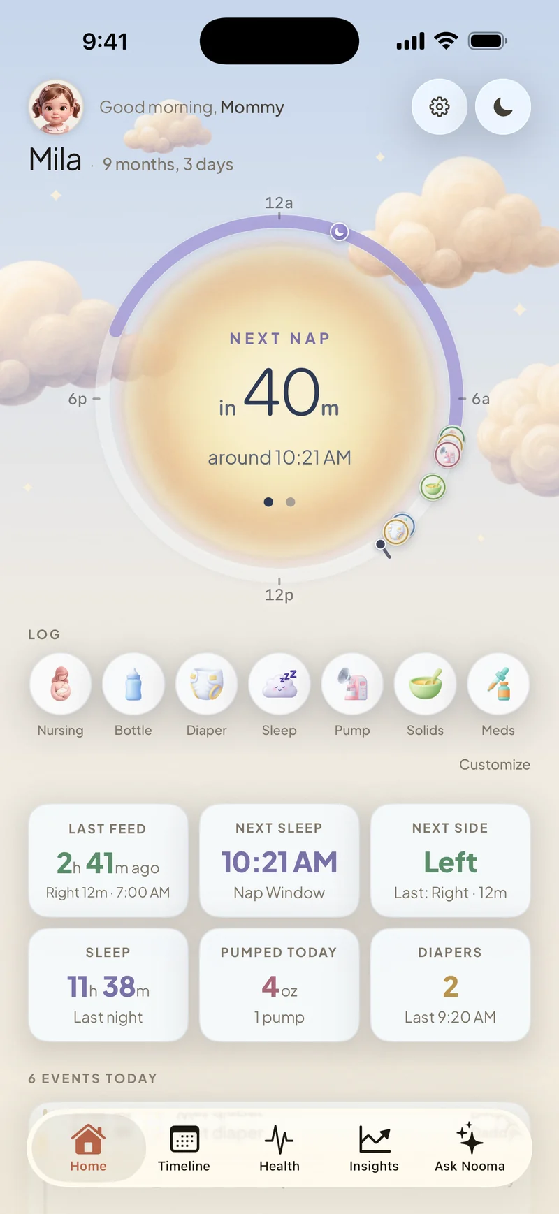 Nooma’s warm daytime home screen